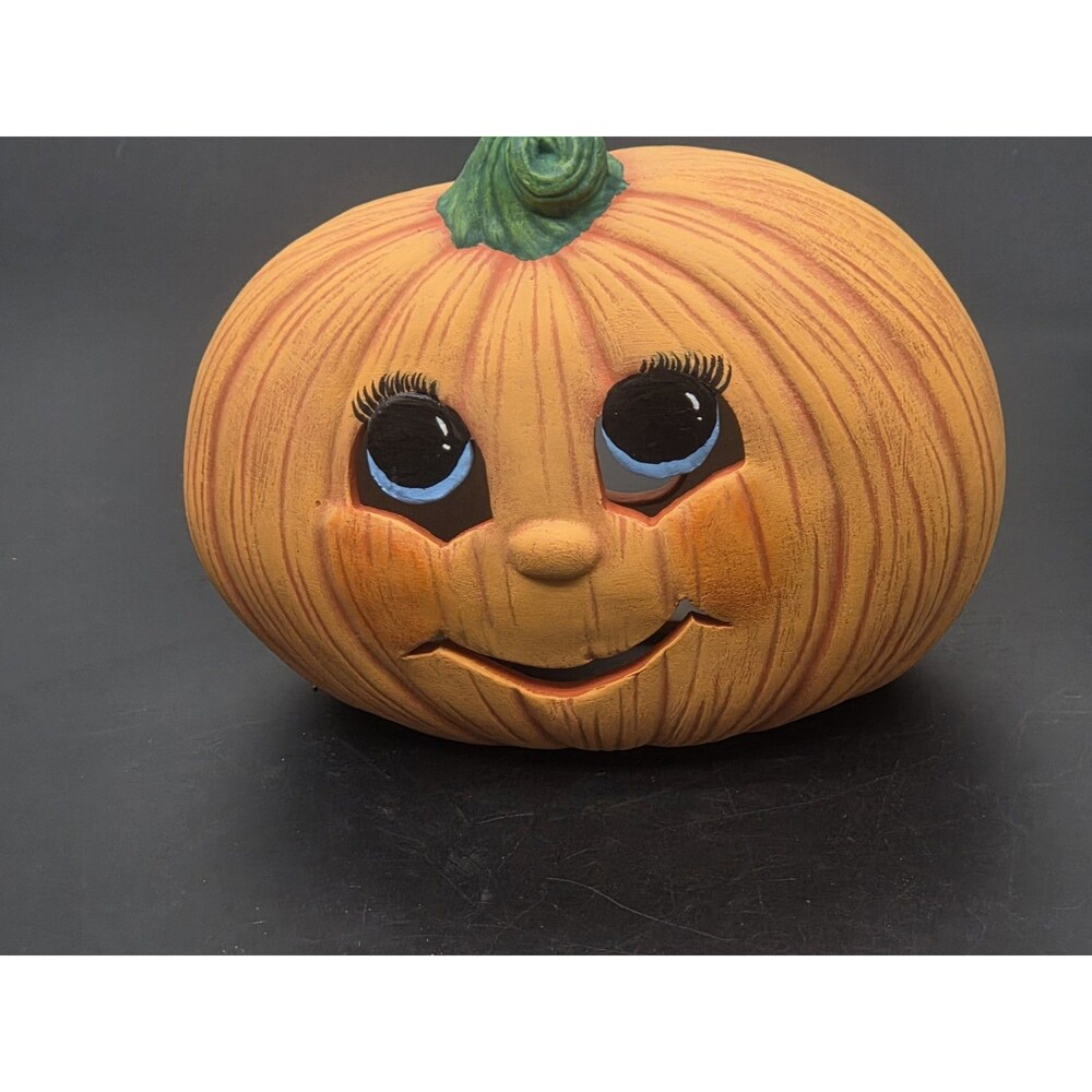 Vintage Hand Painted Ceramic Pumpkin Jack O Lantern